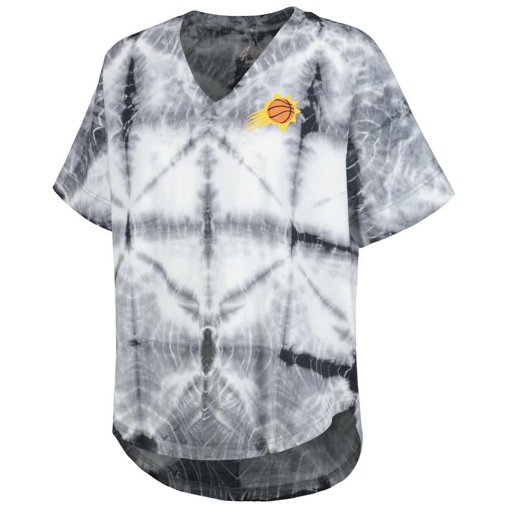 NBA - Phoenix Suns G-III 4Her by Carl Banks Women's Tournament Raglan Oversized Tie-Dye V-Neck T-Shirt - Black