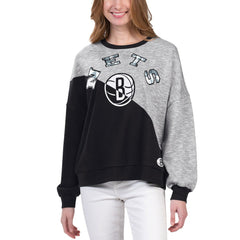 NBA - Brooklyn Nets G-III 4Her by Carl Banks Women's Benches Split Pullover Sweatshirt - Black