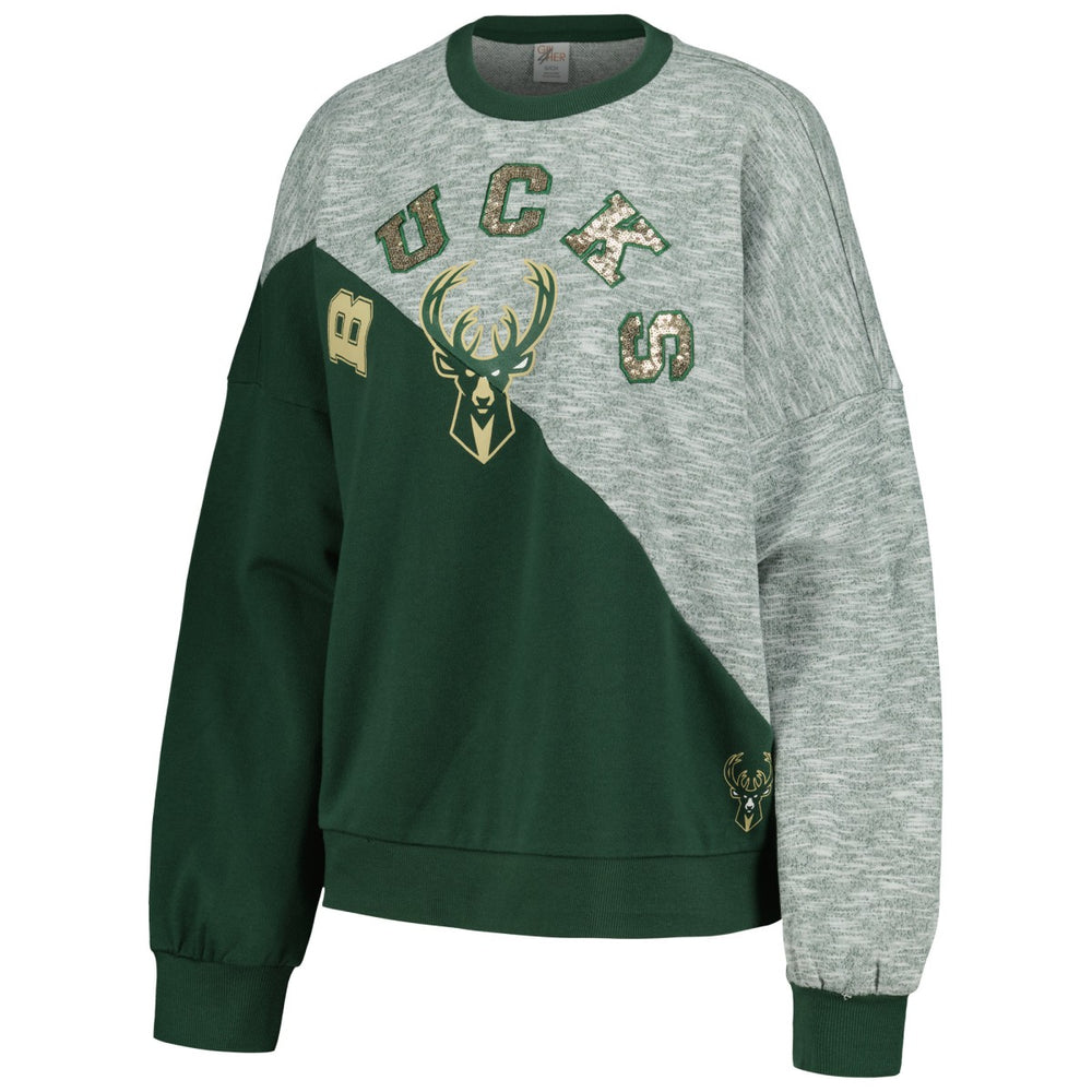 NBA - Milwaukee Bucks G-III 4Her by Carl Banks Women's Benches Split Pullover Sweatshirt - Hunter Green