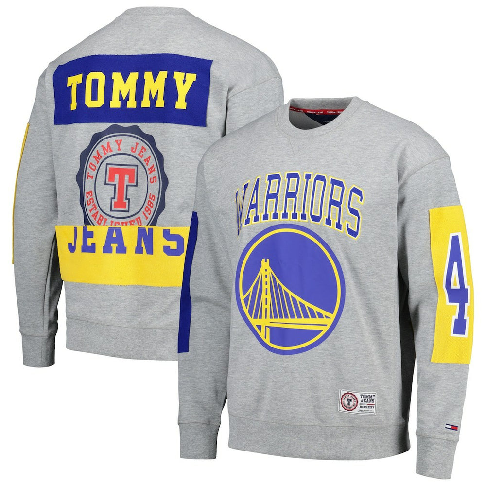 NBA - Golden State Warriors Tommy Jeans Hayes Crew Neck Pullover Sweatshirt - Heather Gray