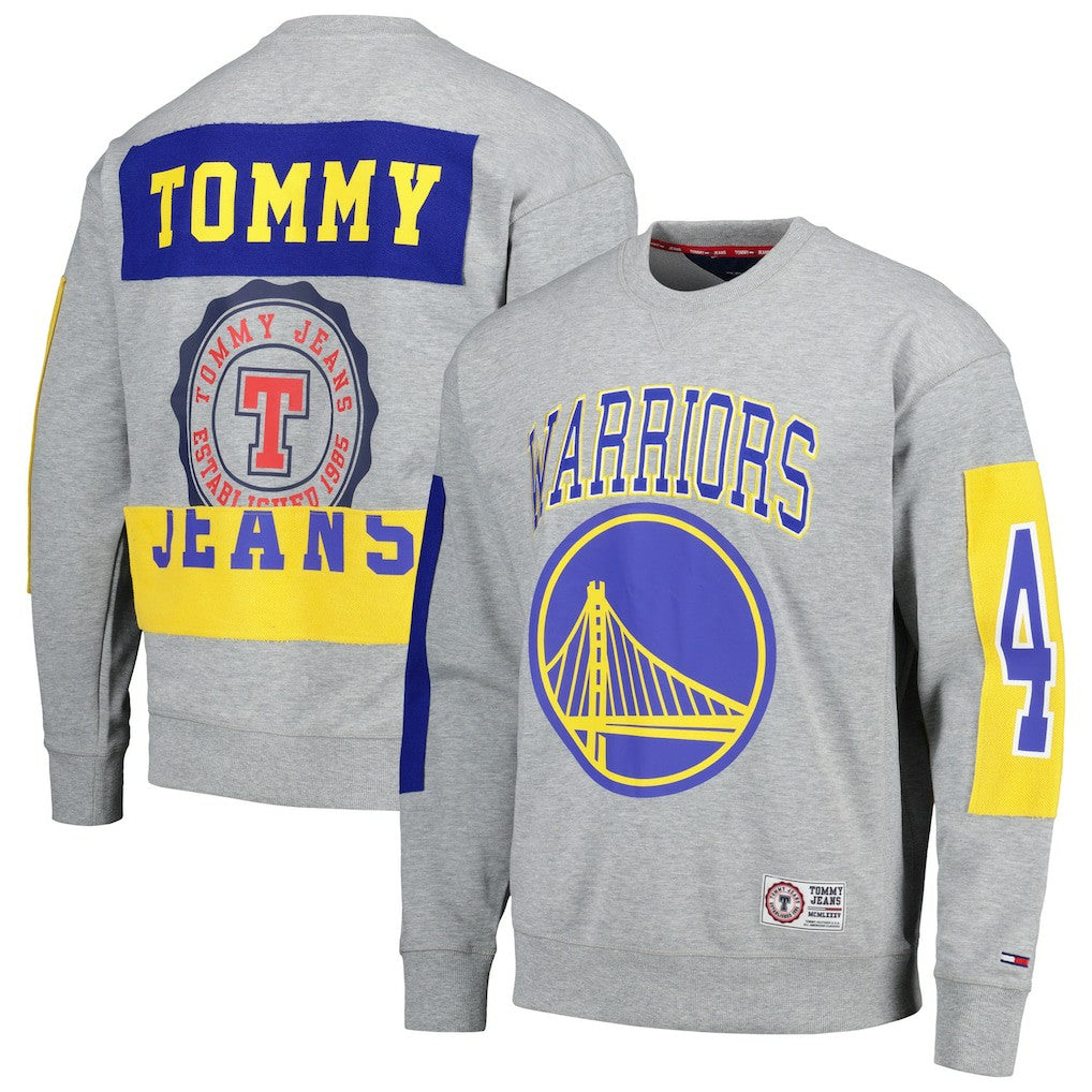 NBA - Golden State Warriors Tommy Jeans Hayes Crew Neck Pullover Sweatshirt - Heather Gray