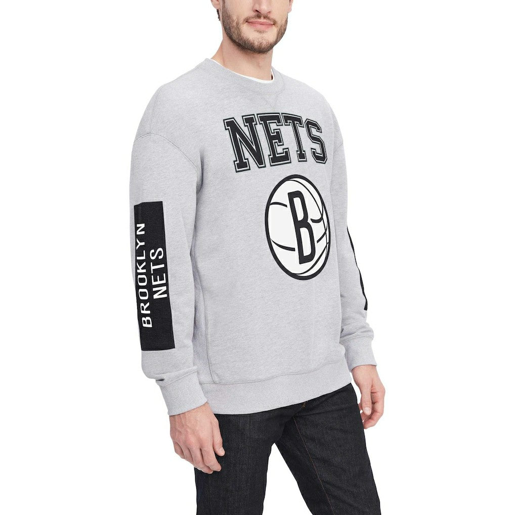 NBA - Brooklyn Nets Tommy Jeans Hayes Crew Neck Pullover Sweatshirt - Heather Gray