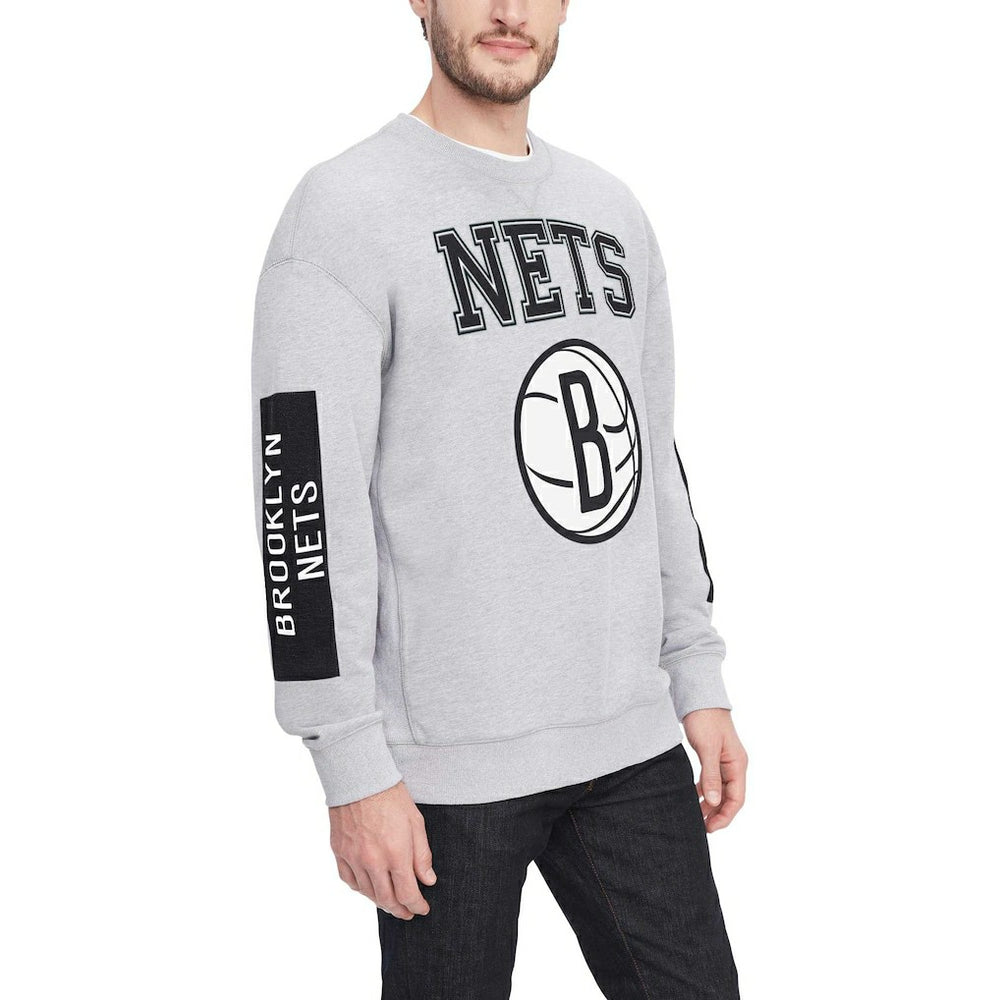 NBA - Brooklyn Nets Tommy Jeans Hayes Crew Neck Pullover Sweatshirt - Heather Gray