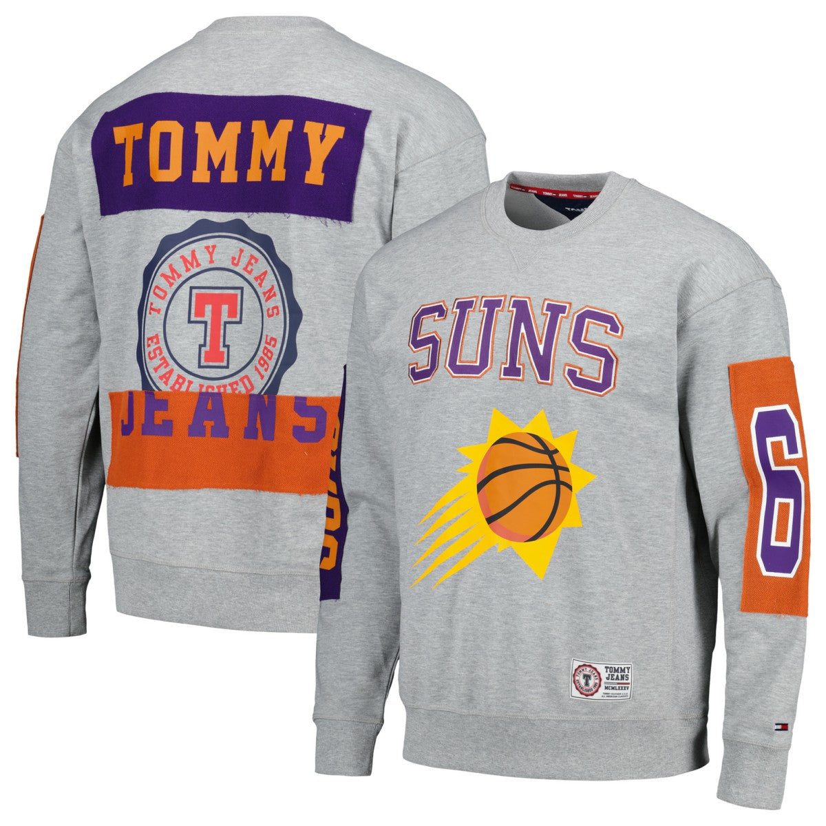 NBA - Phoenix Suns Tommy Jeans Hayes Crew Neck Pullover Sweatshirt - Heather Gray