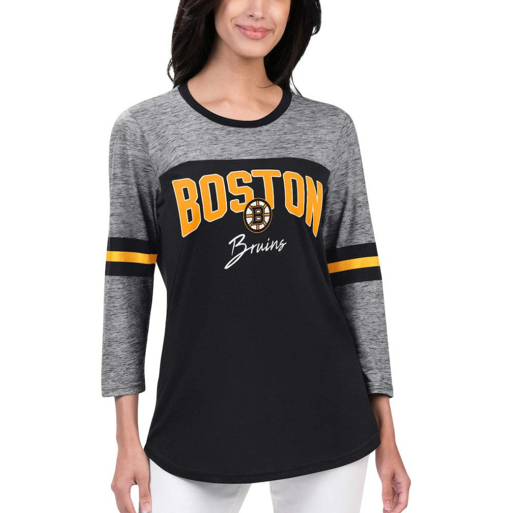 Boston Bruins G-III 4Her by Carl Banks Women's Play The Game 3/4-Sleeve T-Shirt Black