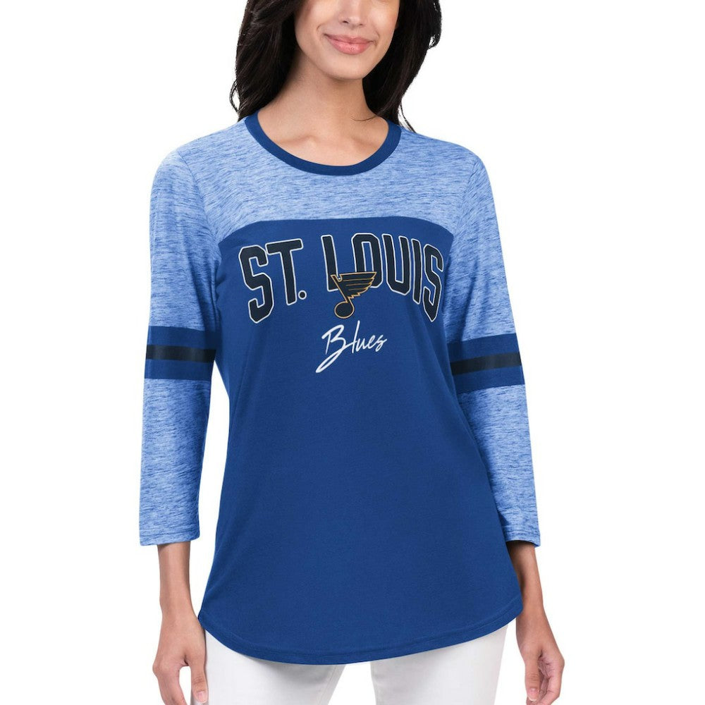 St. Louis Blues - G-III 4Her by Carl Banks Women's Play The Game 3/4-Sleeve T-Shirt Blue
