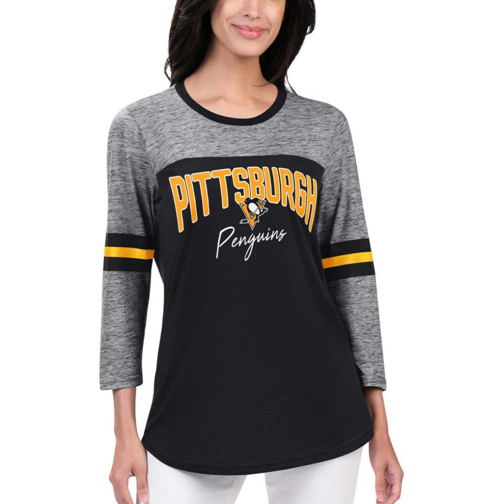 Pittsburgh Penguins G-III 4Her by Carl Banks Women's Play The Game 3/4-Sleeve T-Shirt Black
