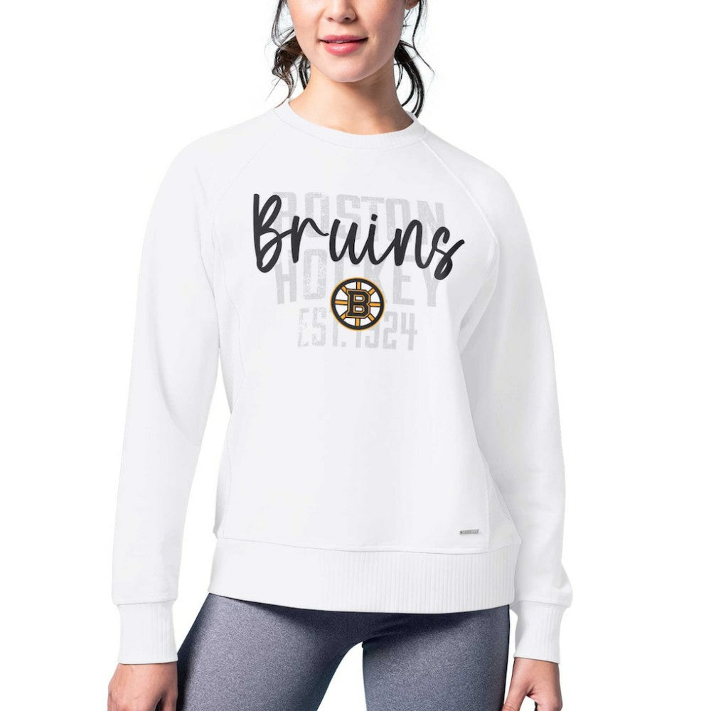 Boston Bruins MSX by Michael Strahan Women's Millie Raglan Pullover Sweatshirt White
