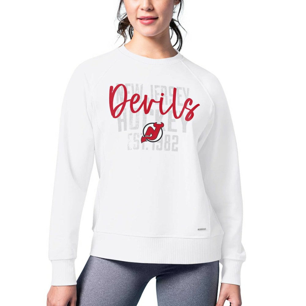New Jersey Devils - MSX by Michael Strahan Women's Millie Raglan Pullover Sweatshirt White