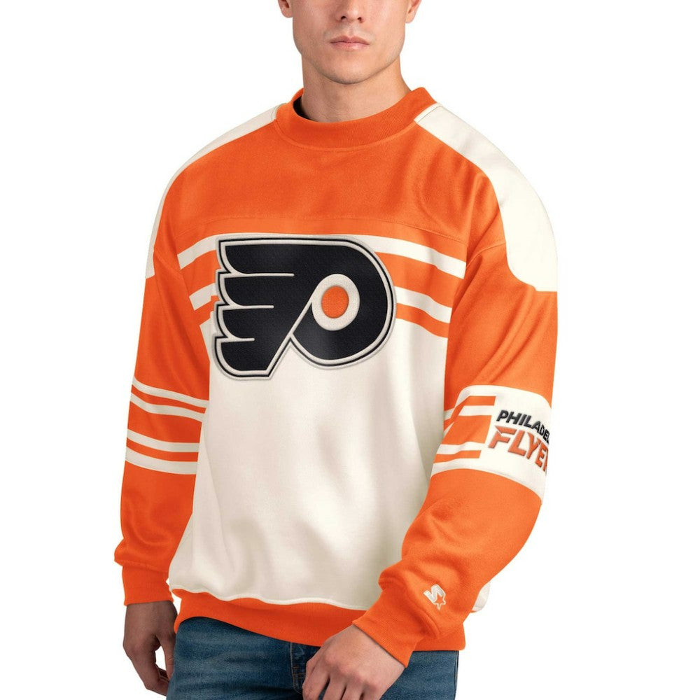 Philadelphia Flyers - Starter Defense Fleece Crewneck Pullover Sweatshirt White