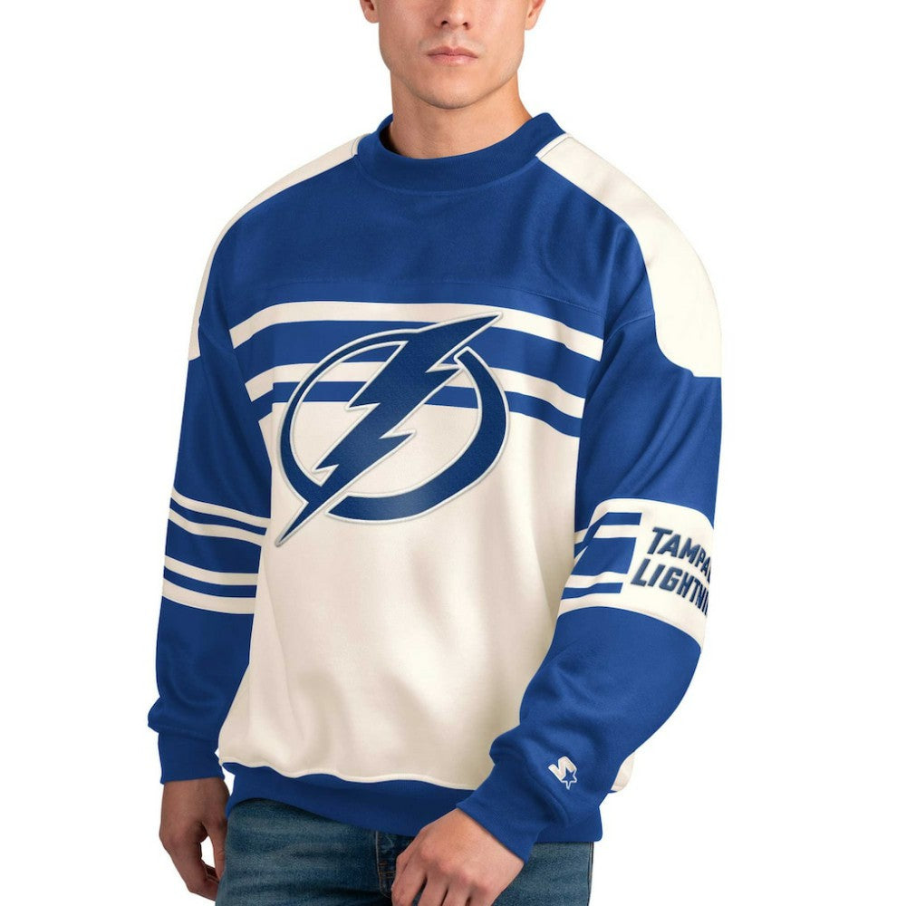 Tampa Bay Lightning - Starter Defense Fleece Crewneck Pullover Sweatshirt White
