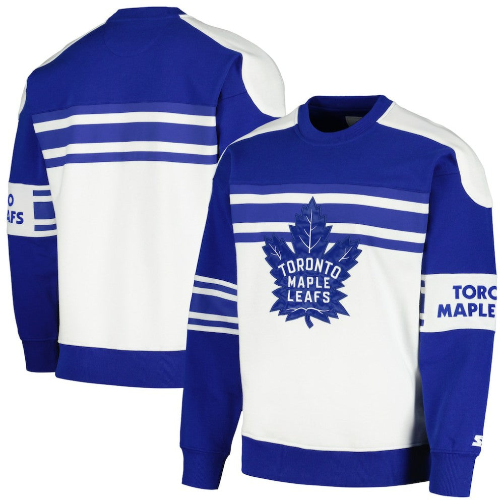 Toronto Maple Leafs - Starter Defense Fleece Crewneck Pullover Sweatshirt White