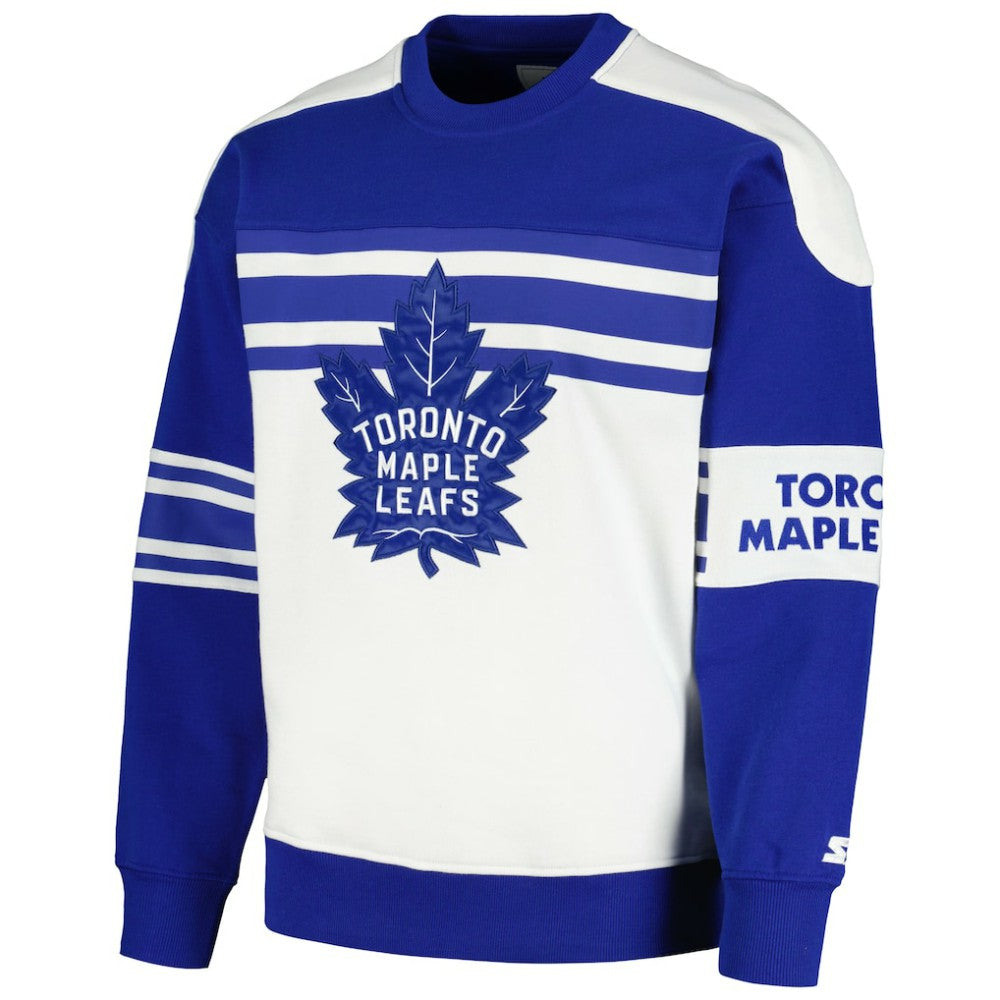 Toronto Maple Leafs - Starter Defense Fleece Crewneck Pullover Sweatshirt White