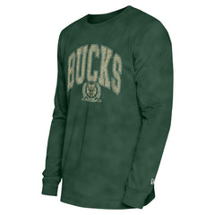 New Era - Milwaukee Bucks Unisex Oversized Essentials Enzyme Wash Long Sleeve T-Shirt - Hunter Green