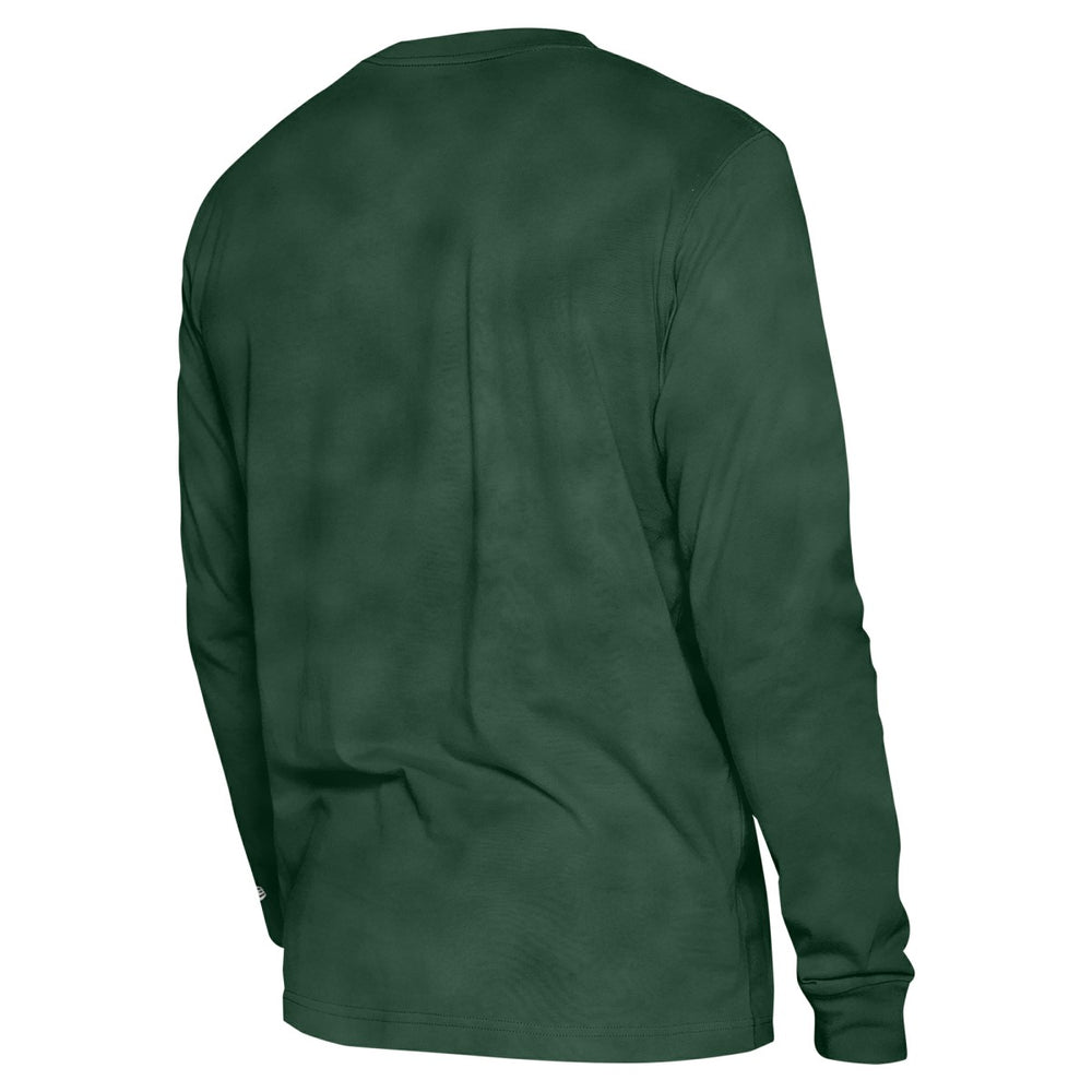 New Era - Milwaukee Bucks Unisex Oversized Essentials Enzyme Wash Long Sleeve T-Shirt - Hunter Green