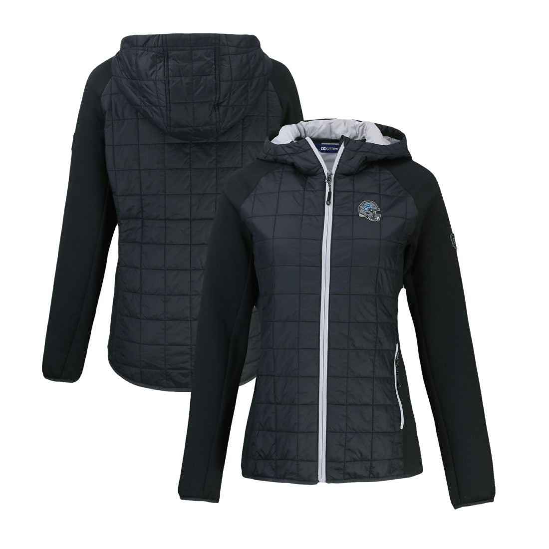 Detroit Lions Cutter & Buck Women's Helmet Logo Rainier Primaloft Eco Full-Zip Hybrid Jacket Black - NFL