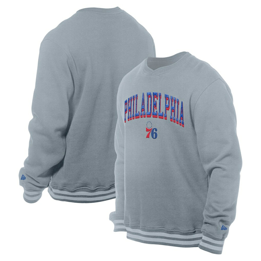 New Era - Philadelphia 76ers Chenille Cross Over Pullover Sweatshirt - Gray