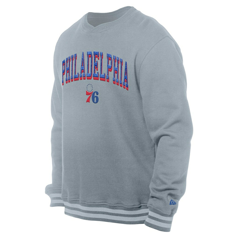 New Era - Philadelphia 76ers Chenille Cross Over Pullover Sweatshirt - Gray