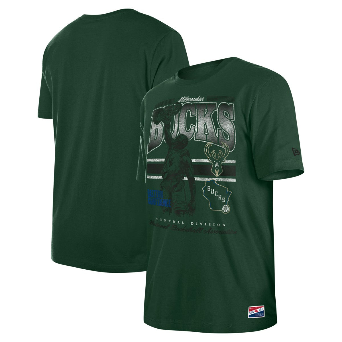 New Era - Milwaukee Bucks Enzyme Wash Oversized T-Shirt - Hunter Green