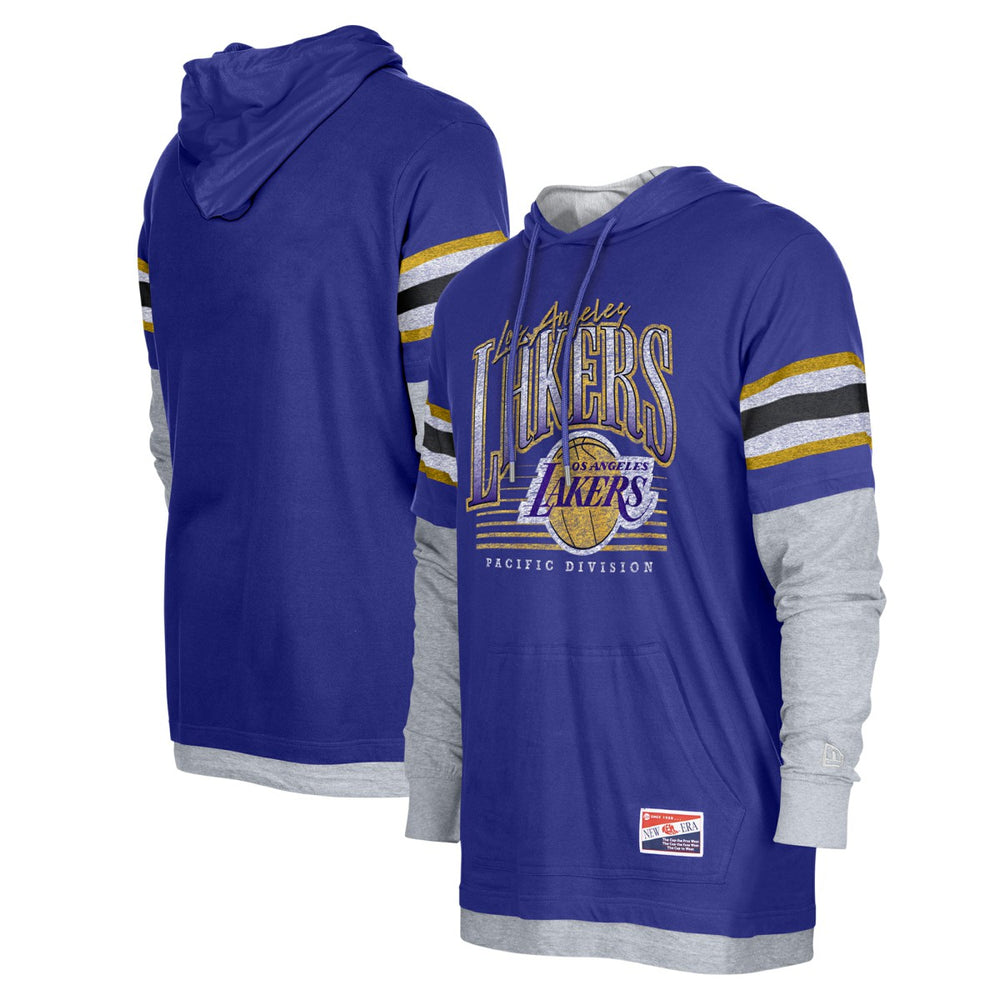 New Era - Los Angeles Lakers Layered Long Sleeve Hoodie T-Shirt - Purple