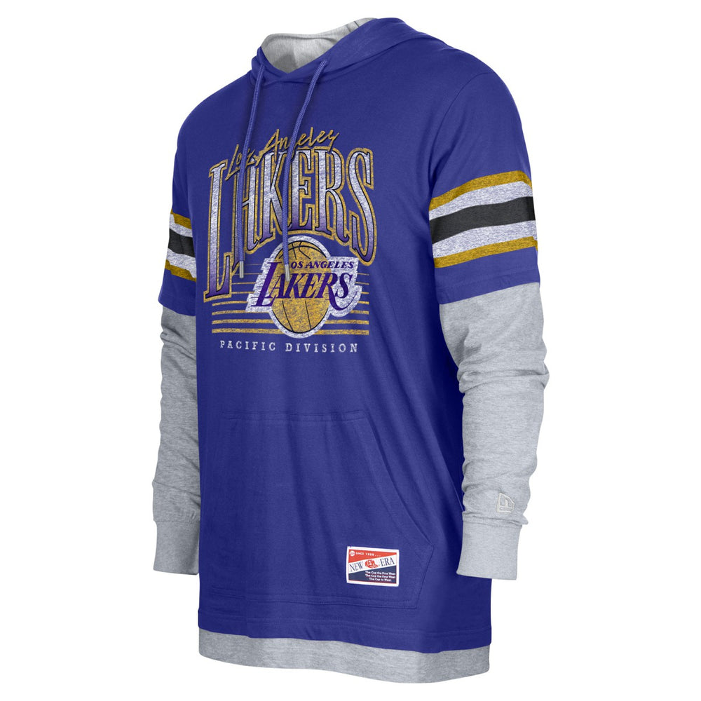New Era - Los Angeles Lakers Layered Long Sleeve Hoodie T-Shirt - Purple