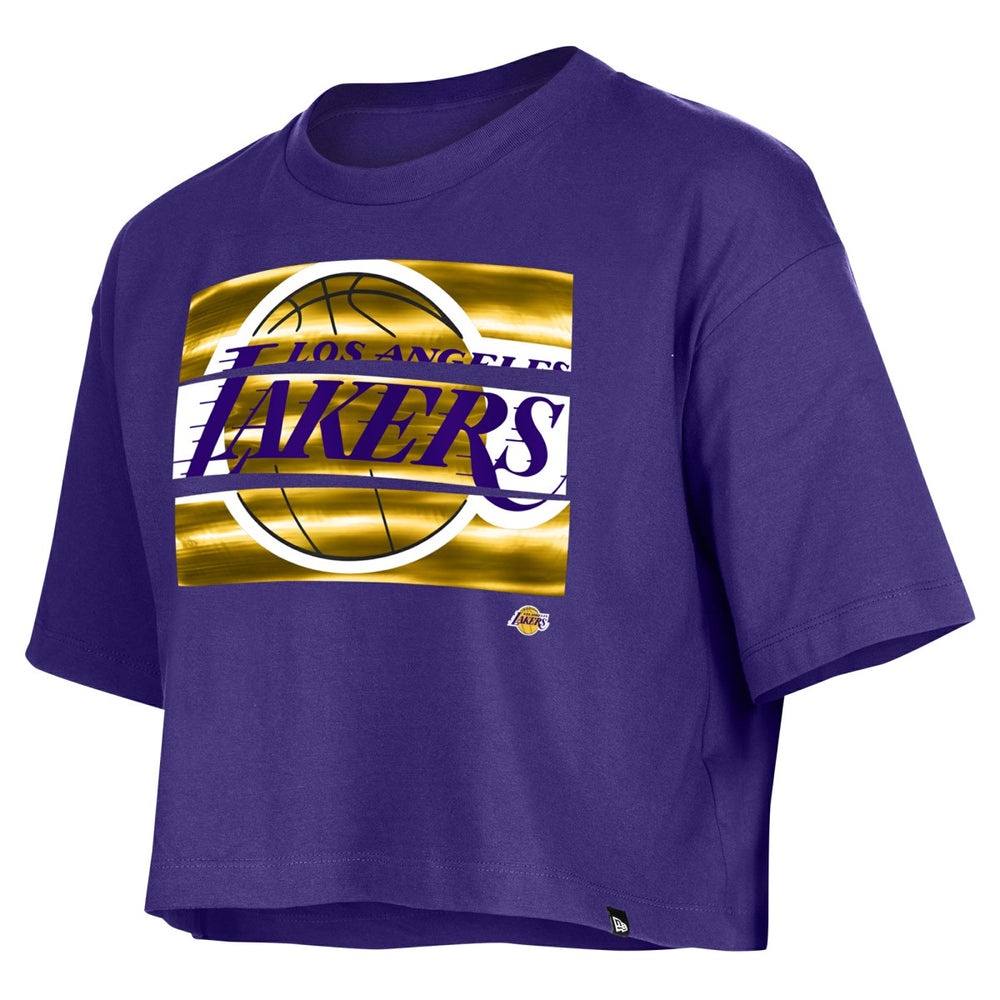 New Era - Los Angeles Lakers Women's Oversized Boxy Crop T-Shirt - Purple