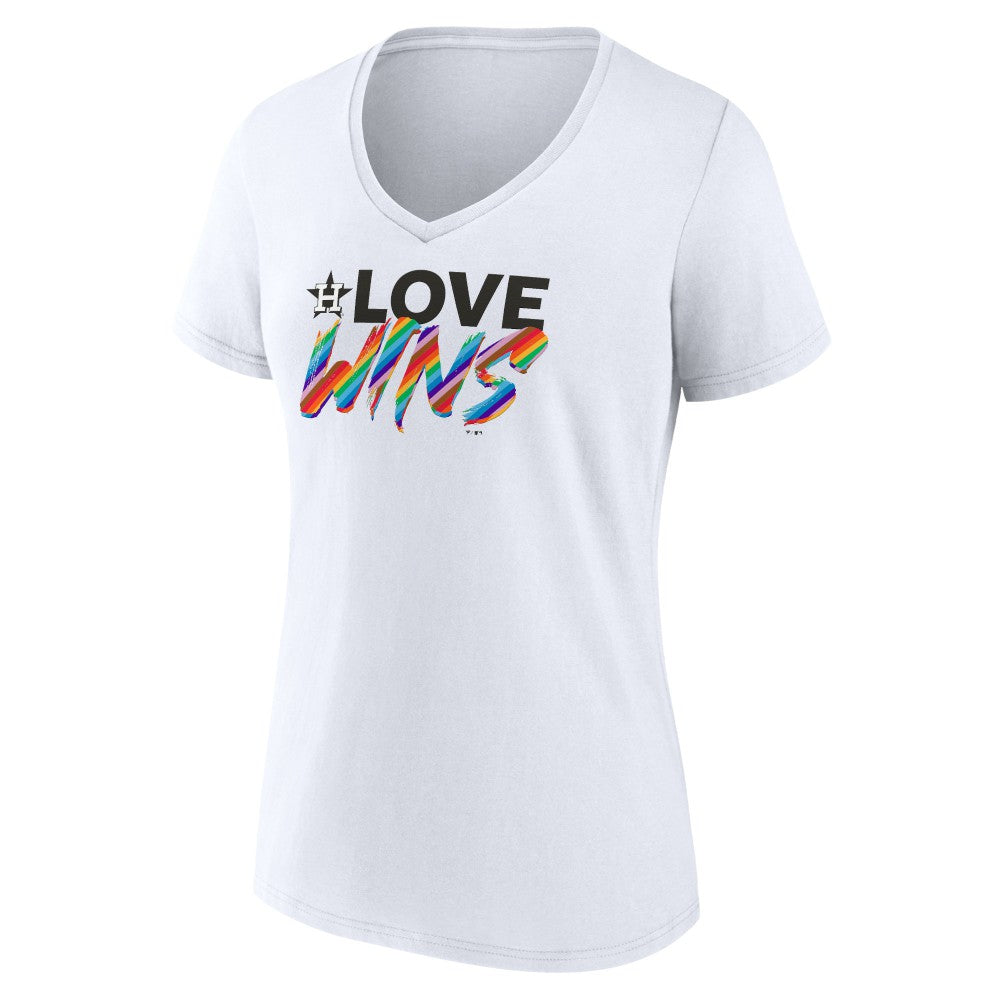 Houston Astros Women's Love Wins V-Neck T-Shirt Clearance