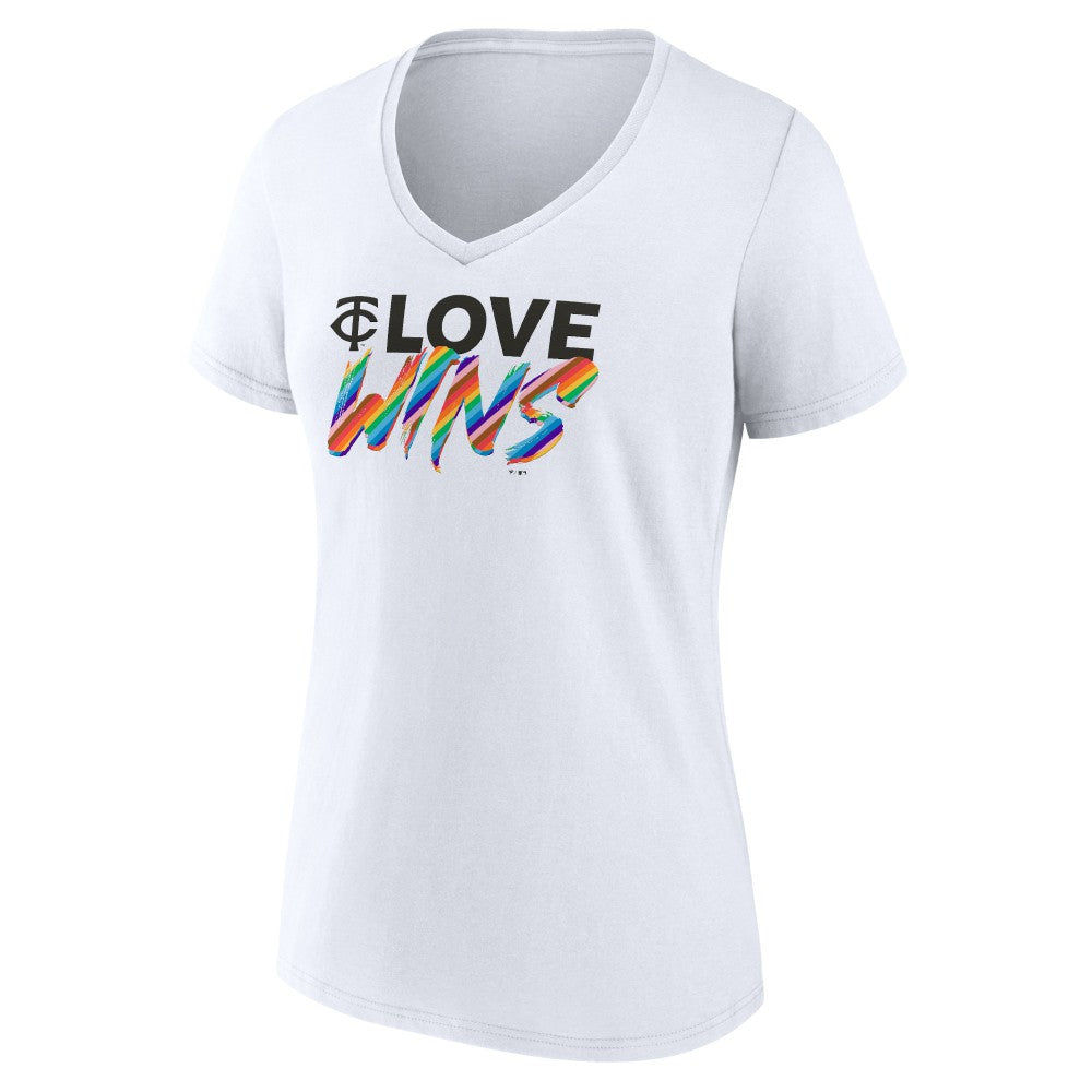 Minnesota Twins Women's Love Wins V-Neck T-Shirt Lifestyle