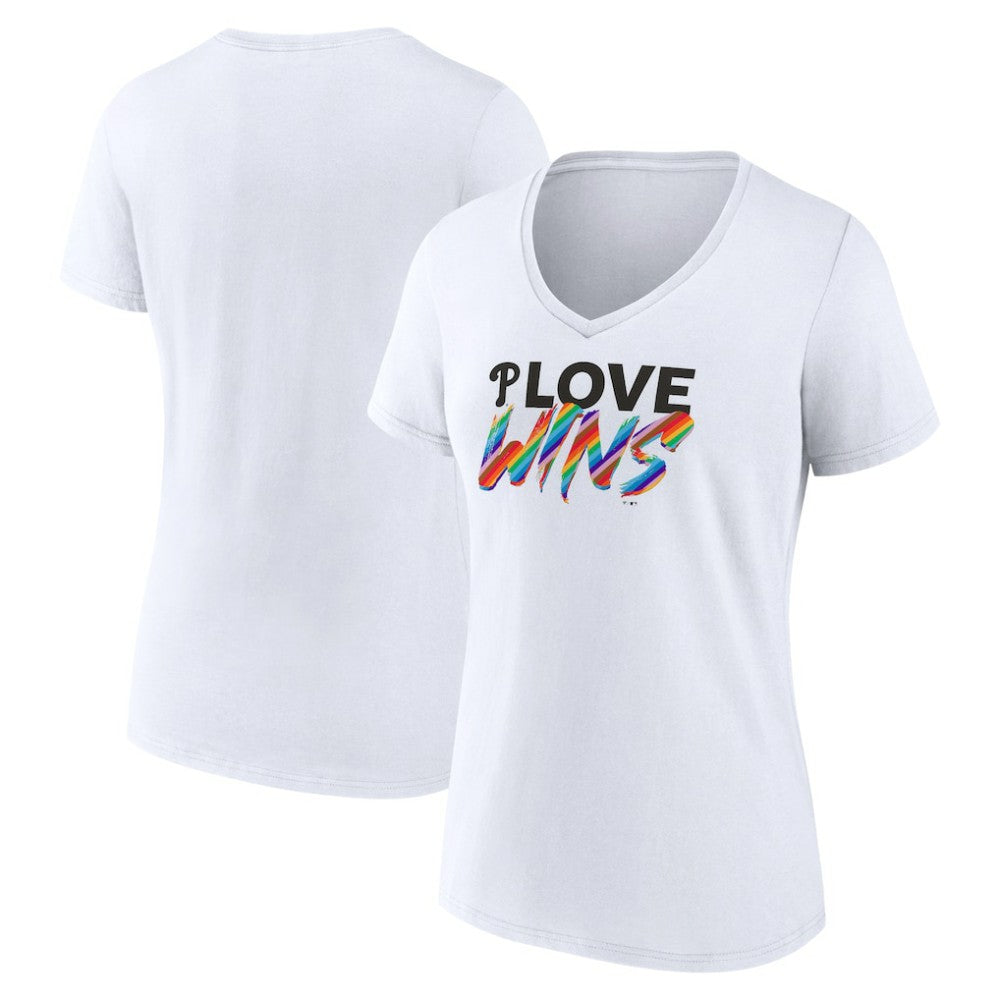 Philadelphia Phillies Women's Love Wins V-Neck T-Shirt Online