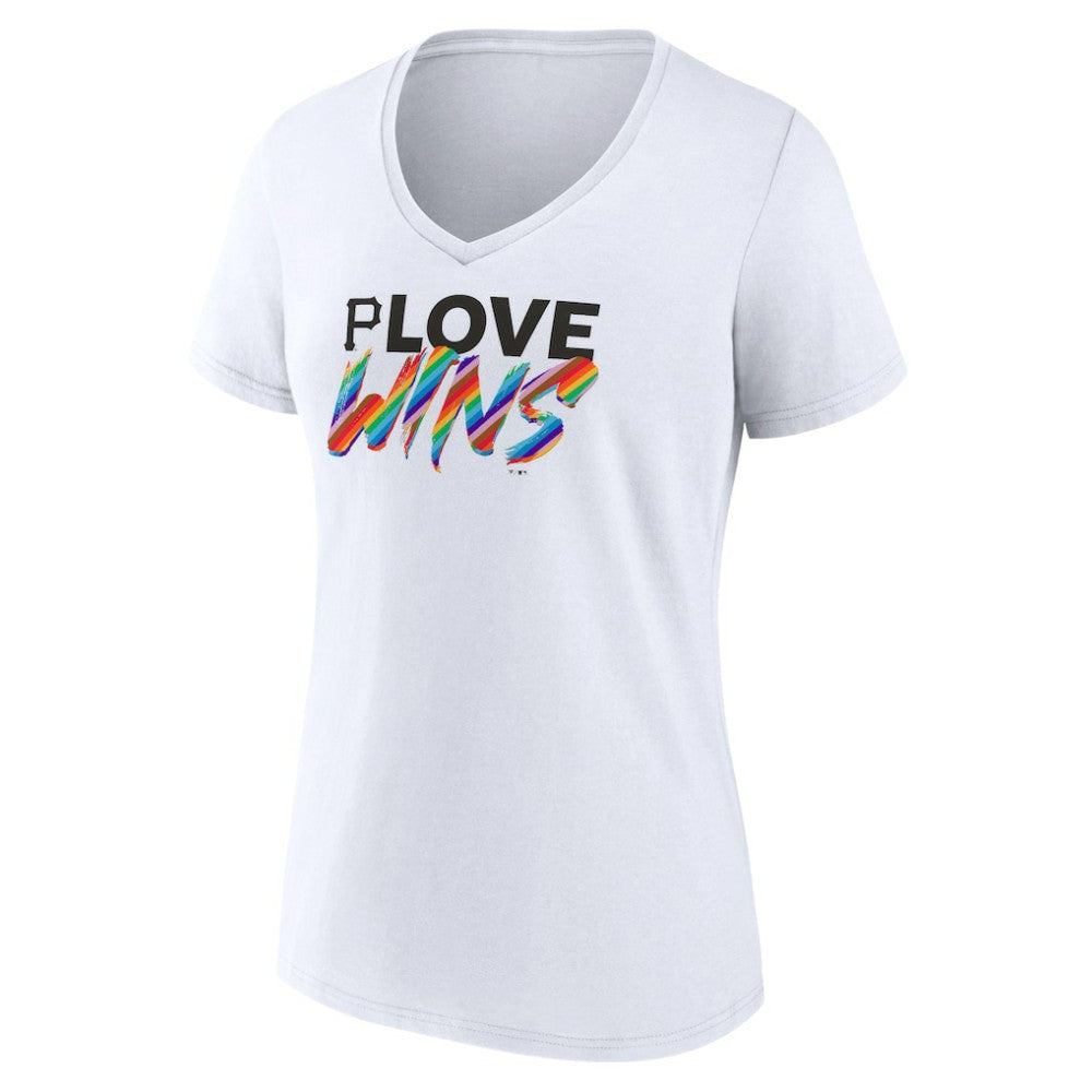 Pittsburgh Pirates Women's Love Wins V-Neck T-Shirt Sale