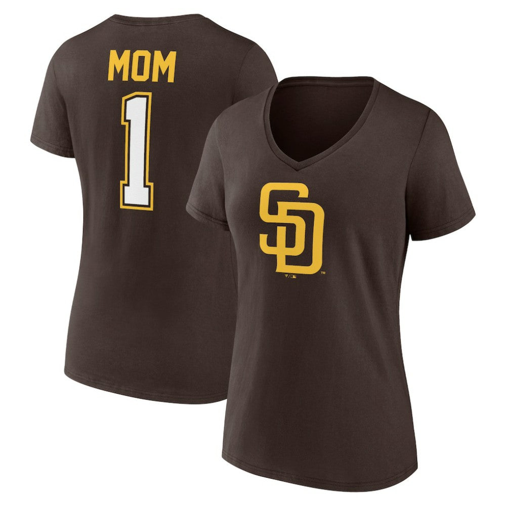 San Diego Padres Women's Mother's Day #1 Mom V-Neck T-Shirt Lifestyle
