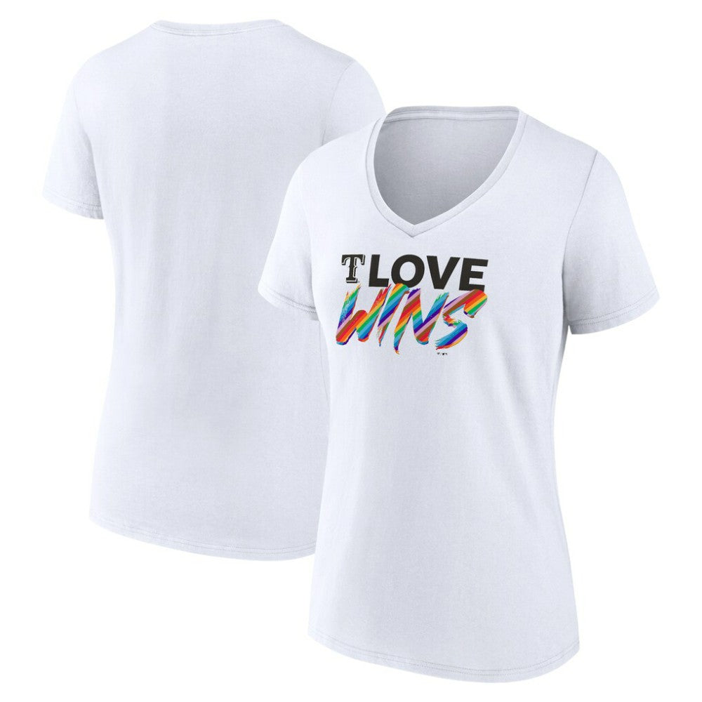 Texas Rangers Women's Love Wins V-Neck T-Shirt Lifestyle