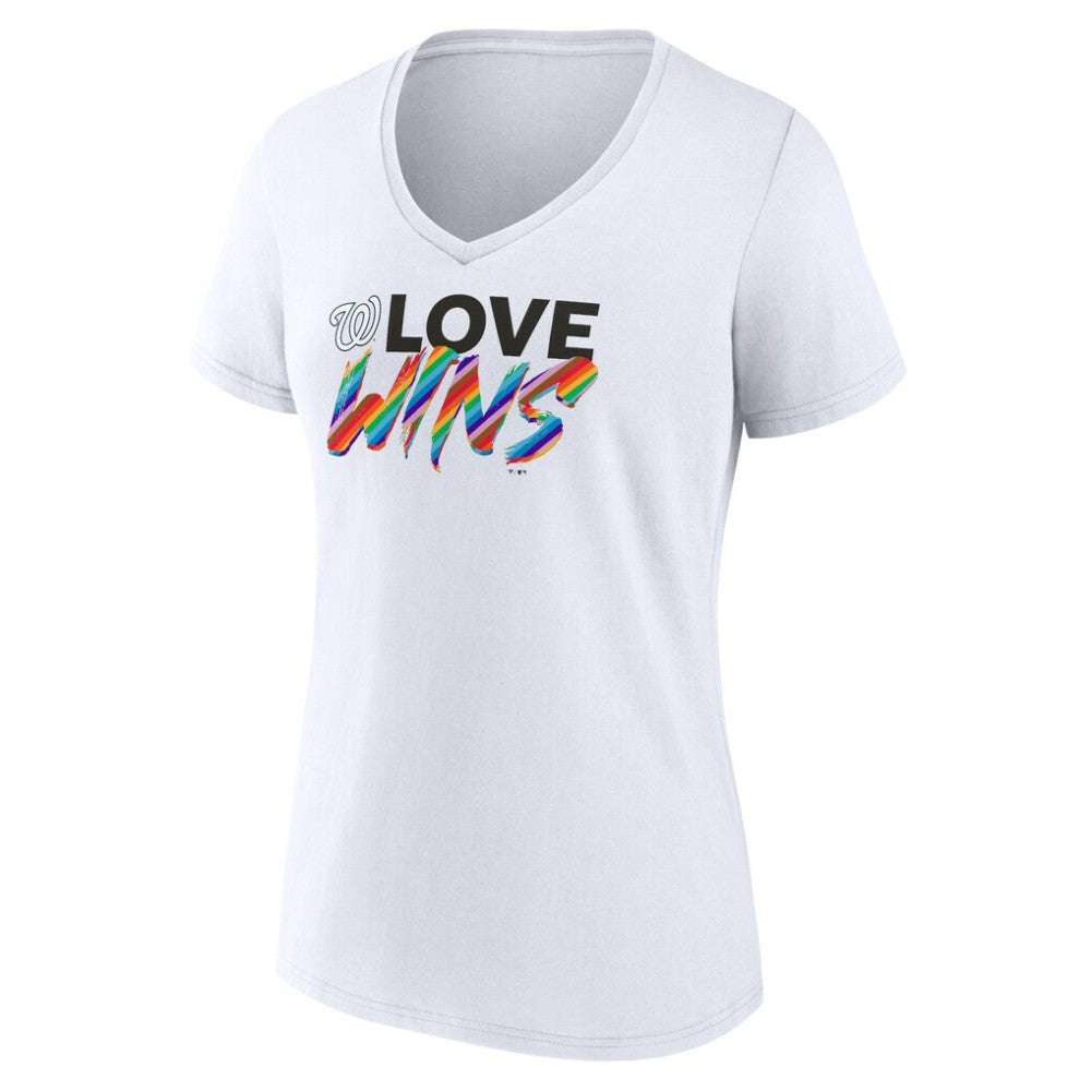 Washington Nationals Women's Love Wins V-Neck T-Shirt Clearance