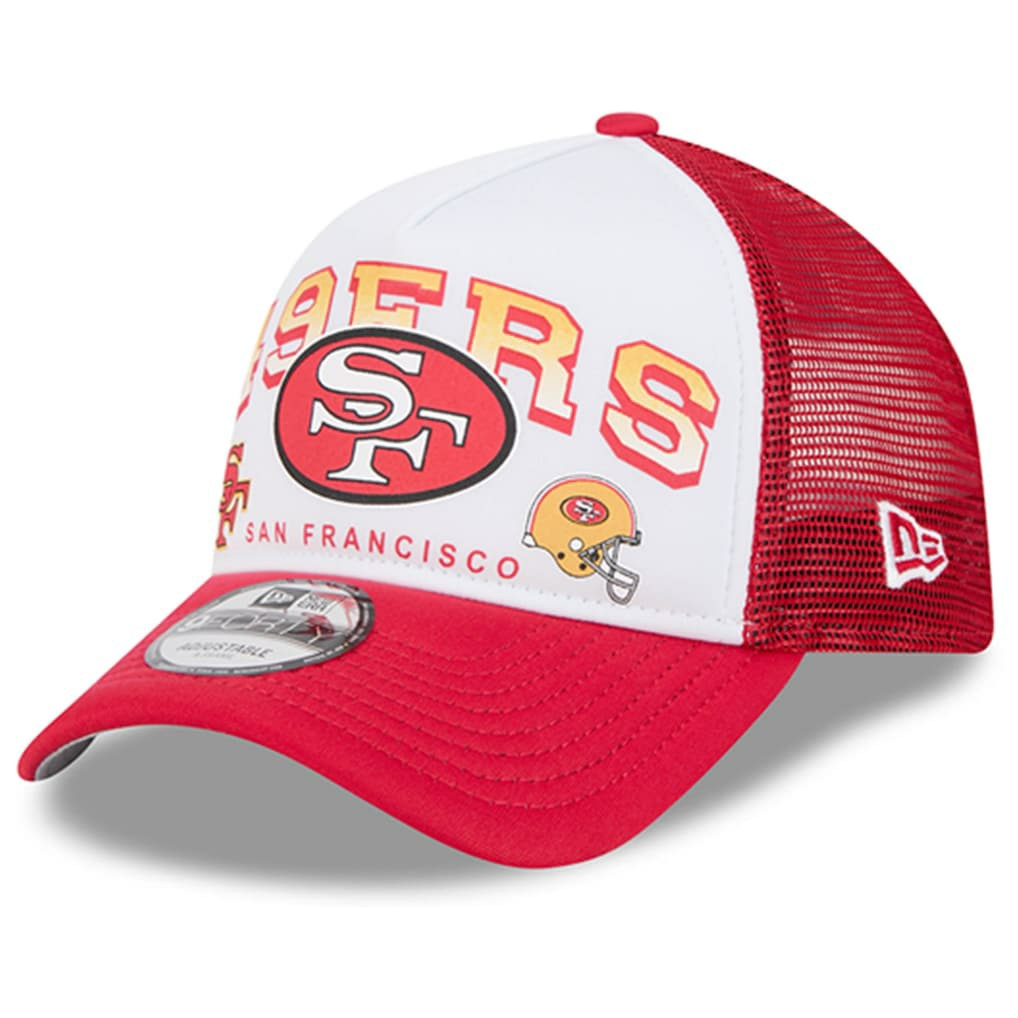 San Francisco 49ers New Era Retro Wordmark A-Frame 9FORTY Adjustable Hat White/Scarlet - NFL