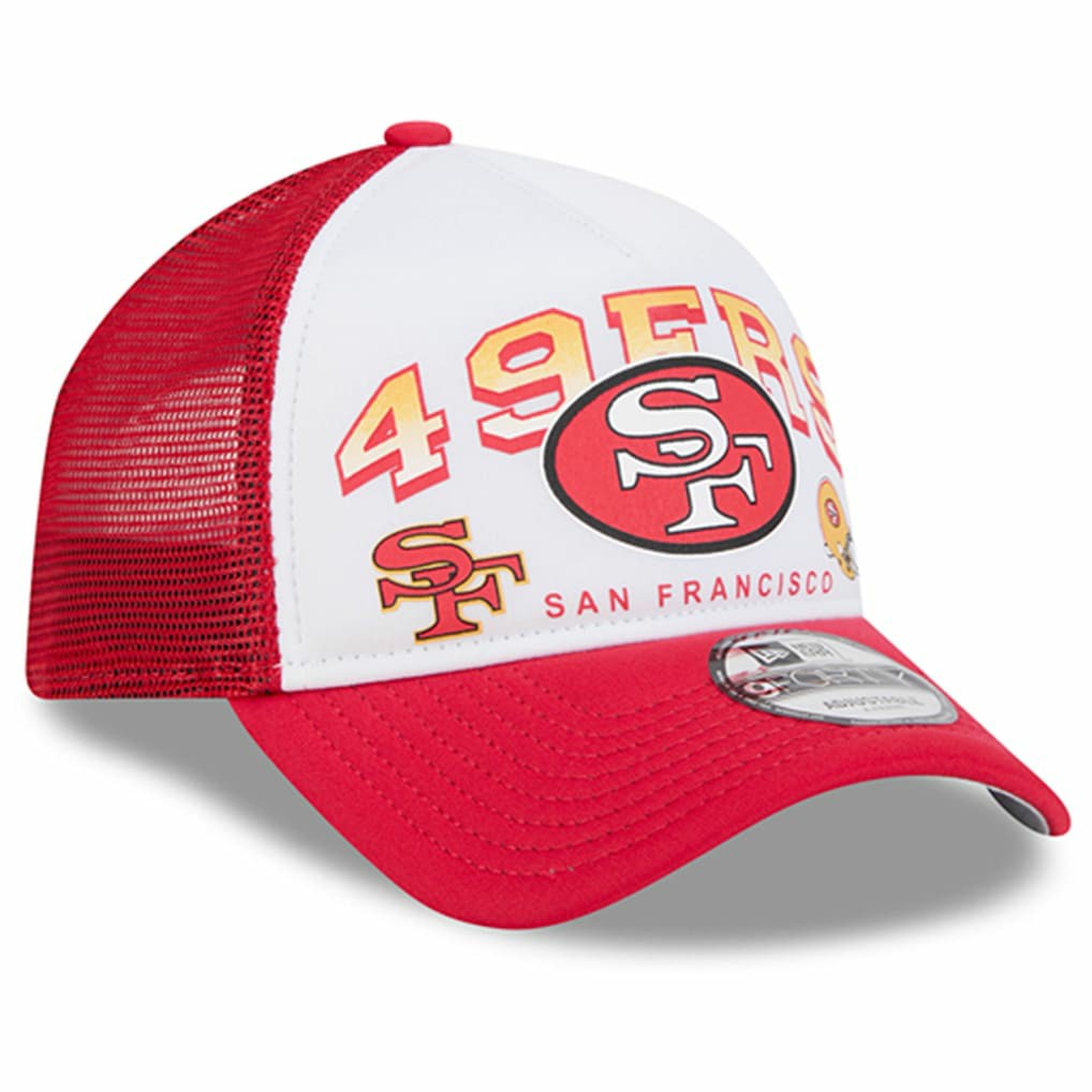 San Francisco 49ers New Era Retro Wordmark A-Frame 9FORTY Adjustable Hat White/Scarlet - NFL