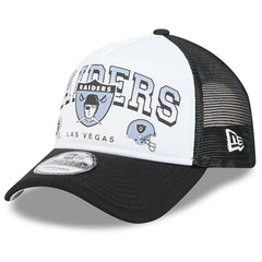 Las Vegas Raiders New Era Retro Wordmark A-Frame 9FORTY Adjustable Hat White/Black - NFL