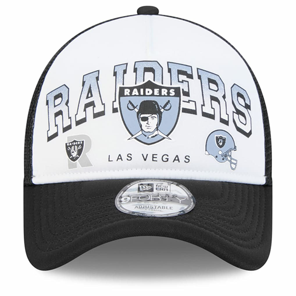 Las Vegas Raiders New Era Retro Wordmark A-Frame 9FORTY Adjustable Hat White/Black - NFL