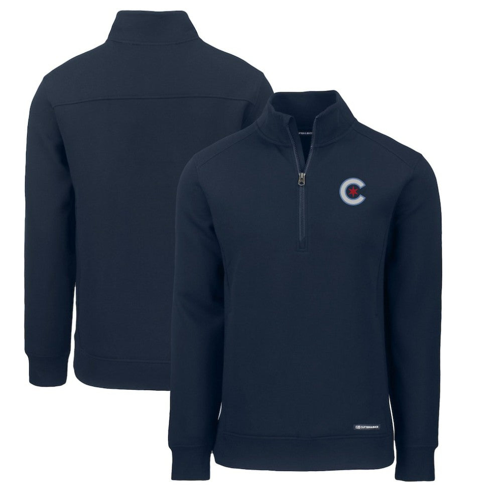 Chicago Cubs Cutter & Buck City Connect Roam Eco Recycled Quarter-Zip Pullover On Sale