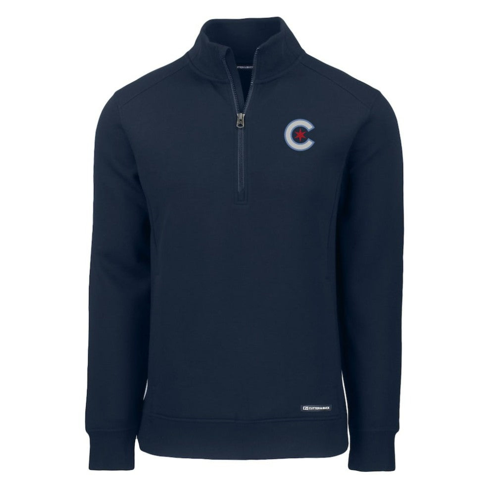 Chicago Cubs Cutter & Buck City Connect Roam Eco Recycled Quarter-Zip Pullover On Sale