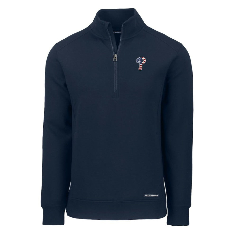 Philadelphia Phillies Cutter & Buck Americana Roam Eco Recycled Quarter-Zip Sweatshirt discount