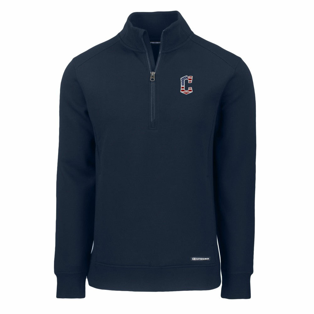 Cleveland Guardians Cutter & Buck Americana Roam Eco Recycled Quarter-Zip Sweatshirt Sale