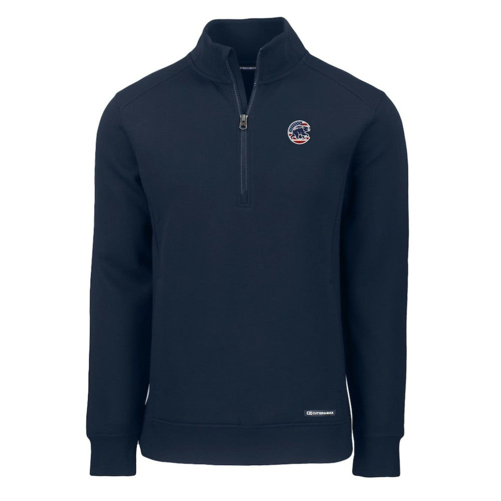 Chicago Cubs Cutter & Buck Americana Roam Eco Recycled Quarter-Zip Sweatshirt discount