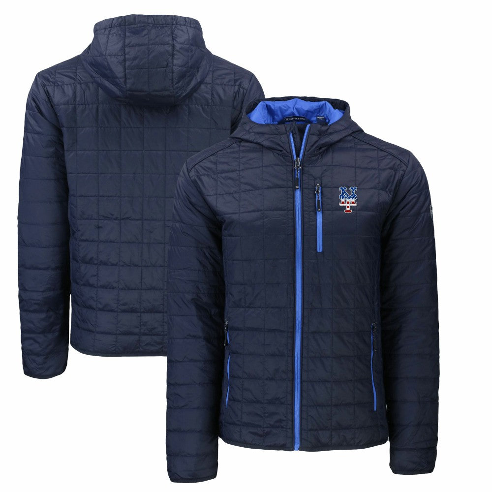 New York Mets Cutter & Buck Americana Rainier Primaloft Eco Full-Zip Hooded Jacket Sale