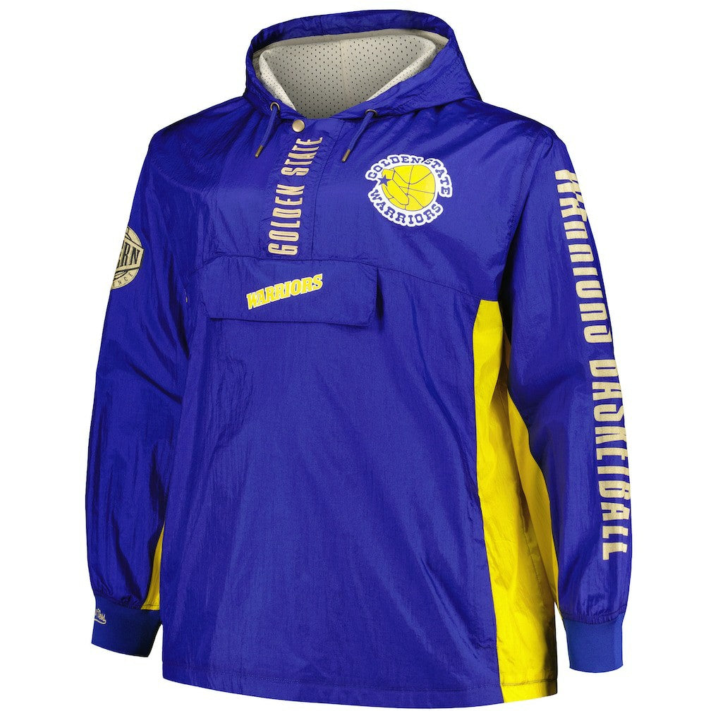 Mitchell & Ness - Golden State Warriors Big & Tall Hardwood Classics Team OG 2.0 Anorak Hoodie Quarter-Zip Windbreaker Jacket - Royal