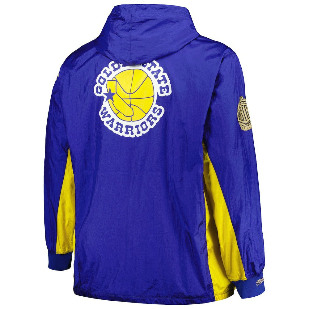 Mitchell & Ness - Golden State Warriors Big & Tall Hardwood Classics Team OG 2.0 Anorak Hoodie Quarter-Zip Windbreaker Jacket - Royal