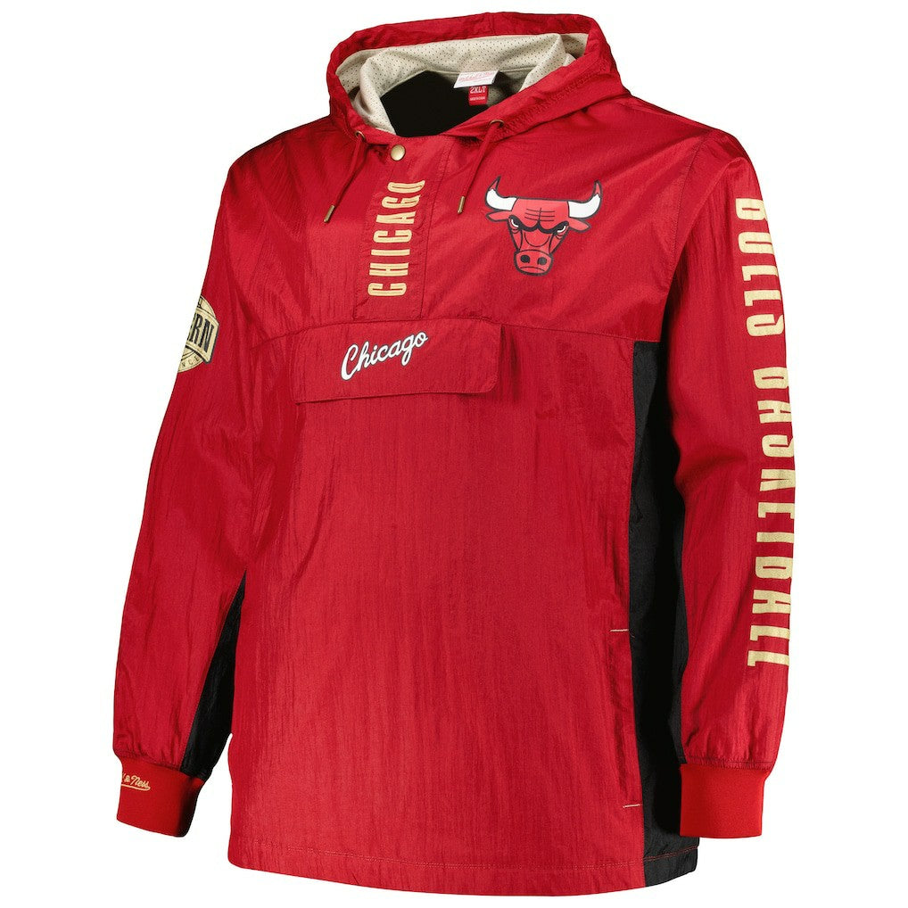 Mitchell & Ness - Chicago Bulls Big & Tall Hardwood Classics Team OG 2.0 Anorak Hoodie Quarter-Zip Windbreaker Jacket - Red