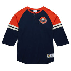 Houston Astros Mitchell & Ness Cooperstown Collection Legendary Raglan Slub Henley 3/4-Sleeve T-Shirt Clearance
