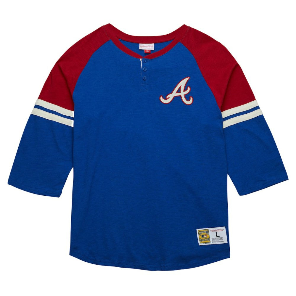 Atlanta Braves Mitchell & Ness Cooperstown Collection Legendary Raglan Slub Henley 3/4-Sleeve T-Shirt Near Me