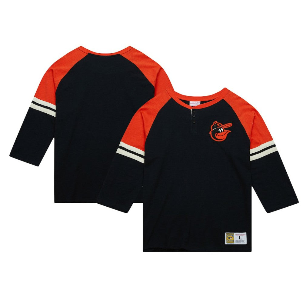 Baltimore Orioles Mitchell & Ness Cooperstown Collection Legendary Raglan Slub Henley 3/4-Sleeve T-Shirt Clearance
