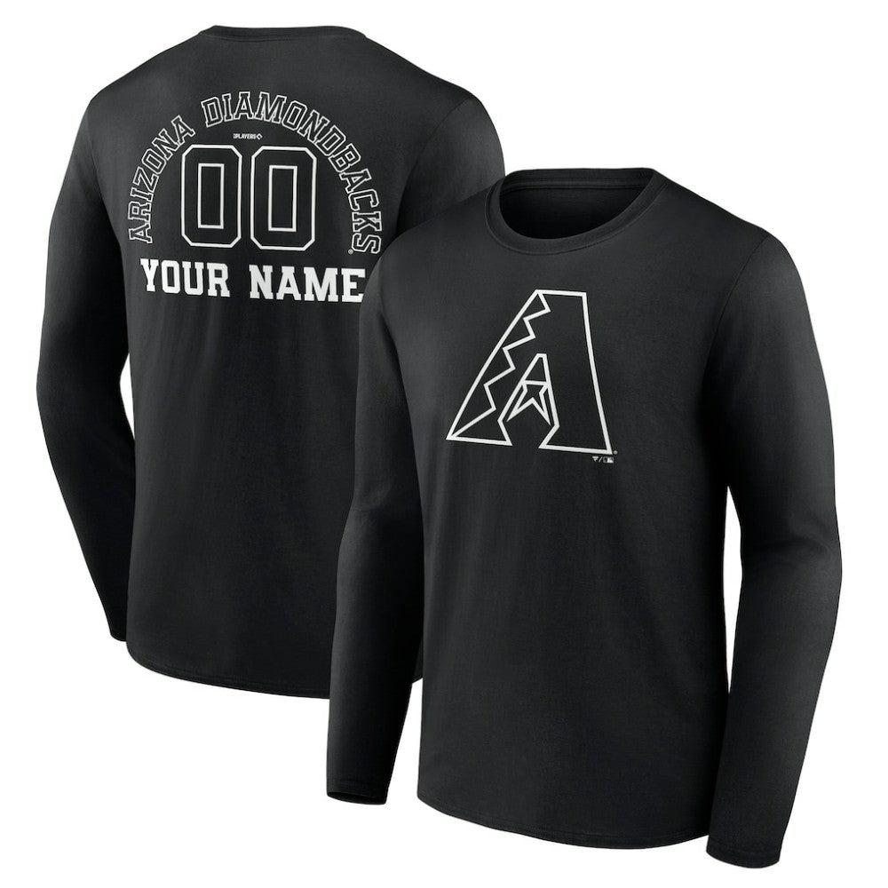 Arizona Diamondbacks Monochrome Personalized Name & Number Long Sleeve T-Shirt Clearance
